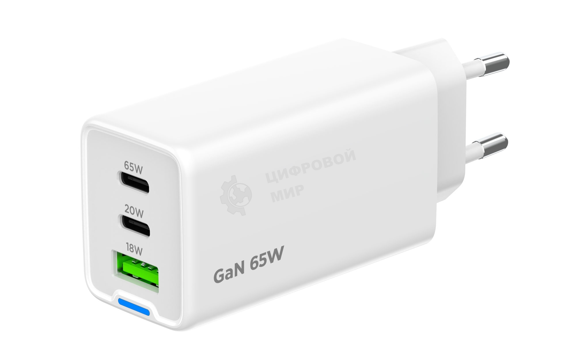 Зарядное устройство Cablexpert MP3A-PC-65, 65Вт GaN, 3,25A, QC4.0/PD, 2xType-C, 1xUSB, белый, коробка