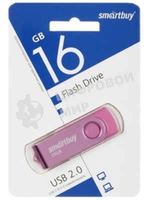Флешка USB Smartbuy Twist Pink (SB016Gb2TWP), 16Gb, USB 2.0, R/W 15/12, розовый