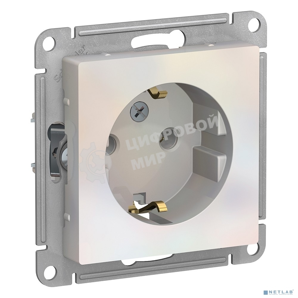 Механизм розетки 1-м СП AtlasDesign с заземл. 16А жемчуг SchE ATN000443