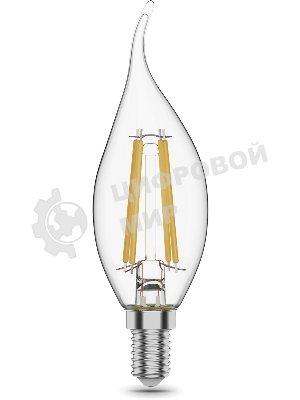 Лампа светодиодная филаментная Gauss Filament 11Вт цок.:E14 свеча 220B св.свеч.бел.нейт. CF35 (упак.:10шт)