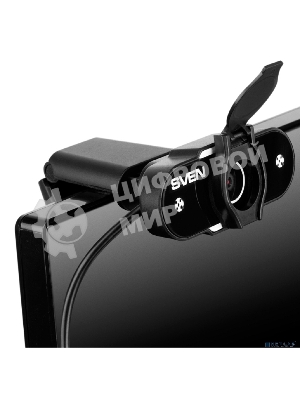 Веб-камера SVEN IC-915 1280x720, 30 кадр/с, USB Type-A, микрофон, шторка приватности, универсальное крепление