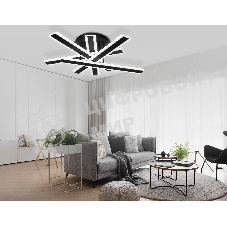 Настенно-потолочный светодиодный светильник FA8906 BK/CH черный/хром 132W 3000-6400K 620*590*150 (ПДУ РАДИО 2.4G)