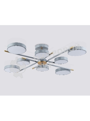 Люстра светодиодная на штанге Ambrella light FL516339/8 GR/CP серый/медь 120W 3000-6000K D850*170 (без ПДУ)