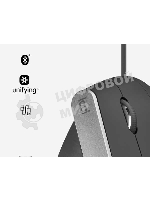 Мышь беспроводная/проводная Logitech MX Vertical графитовый, 4000 dpi, радиоканал, Bluetooth, USB, кнопки - 6