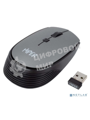 Мышь беспроводная HIPER HOMW-081 серый, 1600 dpi, радиоканал, USB, кнопки - 4