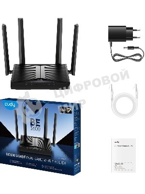 Маршрутизатор Cudy BE3600 Gigabit Dual Band Wi-Fi 7 Mesh Router, Chipset Broadcom, 802.11be/ax/ac/a/b/g/n, 2882Mbps at 5GHz + 688Mbps at 2.4GHz, 5 x 10/100/1000Mbps Ports, 4 x 5dBi fixed antennas, WiFi router/AP/Repeater/WISP Mode, PPTP/L2TP/OpenVPN/WireGuard, MLO, MU-MIMO, Guest network, WPS, DDNS, IPv6, IPTV, WOL, WPA3, TR069/TR098/TR111/TR181, Cudy APP