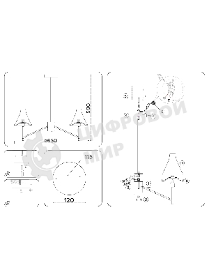 Люстра Ambrella light LH57131/3 BS/FR латунь/белый матовый E14/3 max 40W D650*590