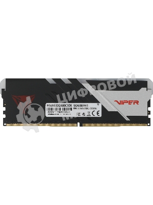 Оперативная память Patriot Viper Venom, DDR5, 32Gb (2x16Gb), 6000MHz, CL30, DIMM, с радиаторами, RGb, черный