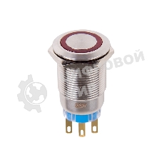 Кнопка антивандальная Rexant Ø19 250В Фикс (5с) ON-OFF/OFF-ON подсв/красная
