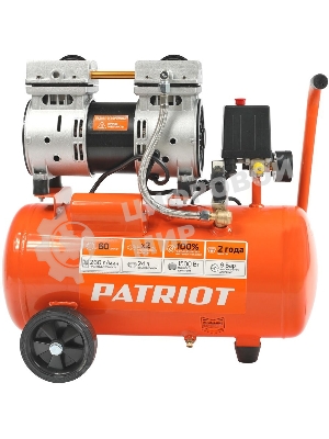 Компрессор поршневой безмасляный Patriot WO 24-260S, 260 л/мин, 8 бар, 1500 Вт, 24 л, быстросъемный 1/4