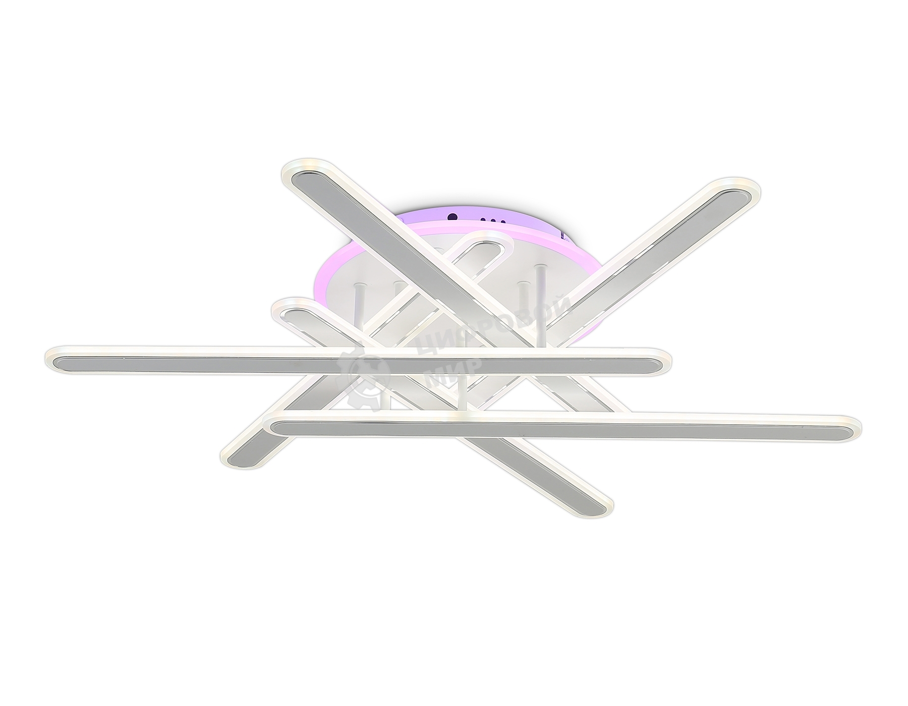 Потолочный светодиодный светильник FA8907 WH/CH белый/хром 135W 3000K-6400K+RGB 800*770*160 (ПДУ РАДИО 2.4G)