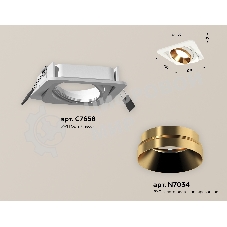 Комплект встраиваемого поворотного светильника Ambrella light XC7658024 SWH/PYG белый песок/золото желтое полированное MR16 GU5.3 (C7658, N7034)