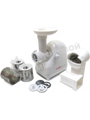 Мясорубка электрическая Белвар Помощница КЭМ-П2У 302-06 белый, 1500 Вт, 0.4 кг/мин, реверс, насадки - 9