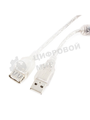 Кабель Cablexpert USB2.0 Pro, AM/AF, 3м, экран, 2 феррит.кольца, прозрачный (CCF-USB2-AMAF-TR-10)
