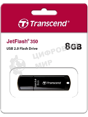 Флешка USB Transcend JetFlash 350 (TS8GJF350), 8Gb, USB 2.0, R/W 12/5, черный