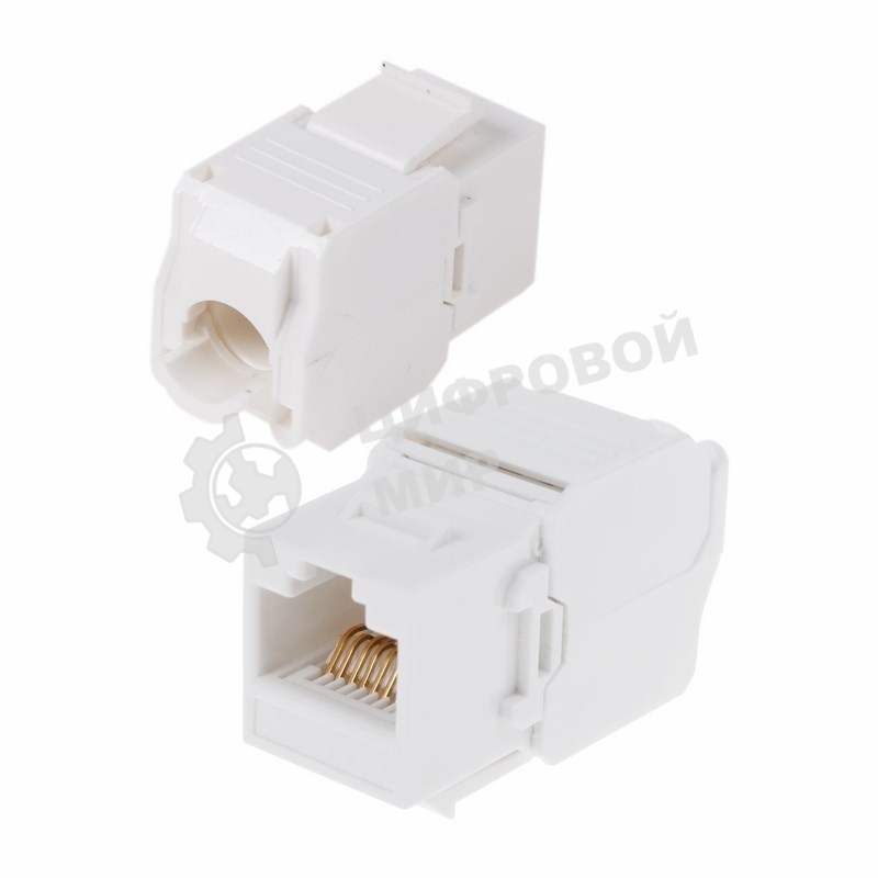 Модуль Rexant Keystone Jack RJ-45(8P8C), UTP неэкранированный, cat.5e, тип 90 градусов, самозажимной, белый