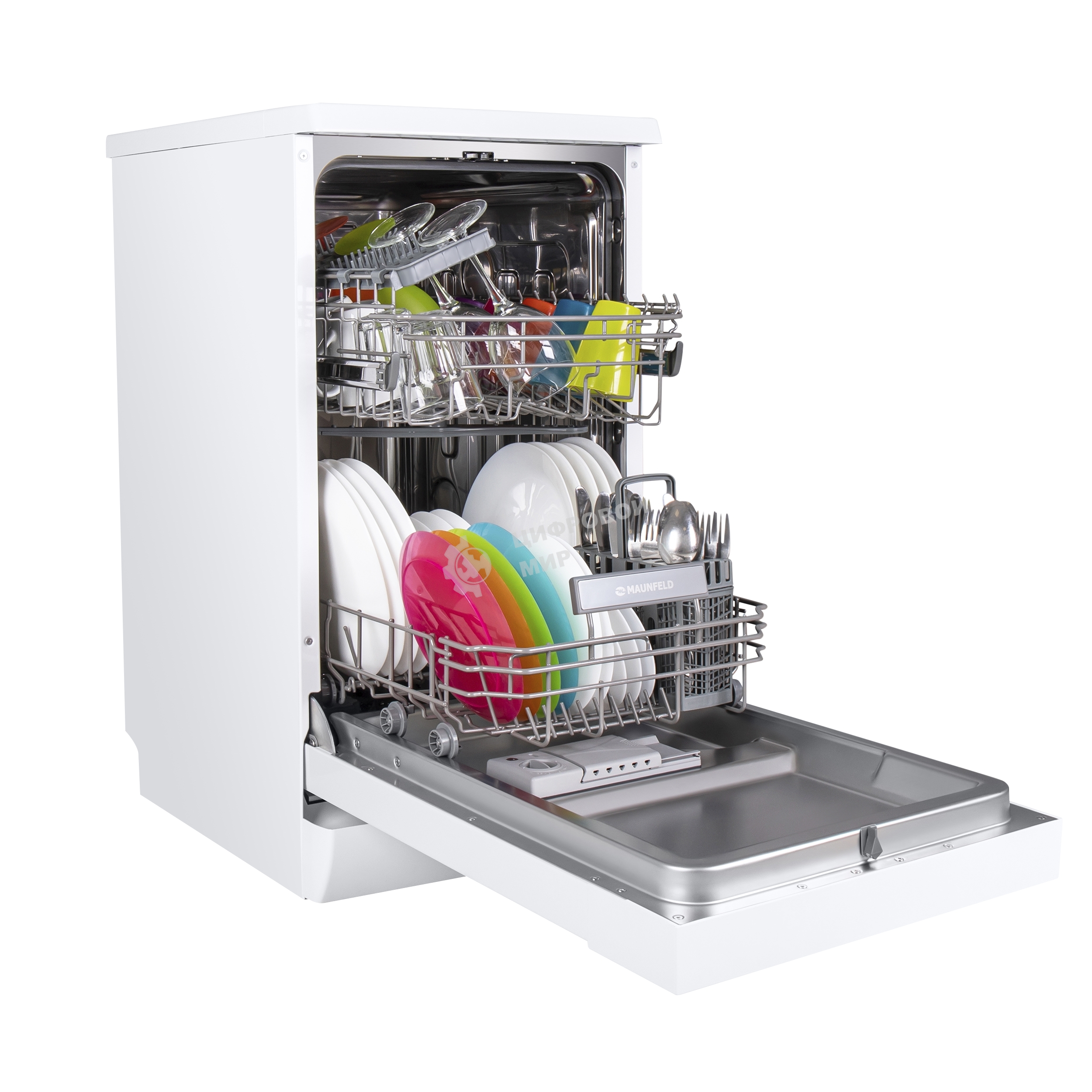 Посудомоечная машина Maunfeld MWF08S, белый, 44.8 см, 9 компл., 49 дБ, класс A+