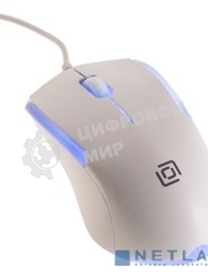 Мышь проводная Oklick 245M белый, 1000 dpi, USB, кнопки - 3