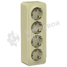 Розетка 4-м ОП Blanca 16А 250В защ. шторки с заземл. изол. пласт. беж. SchE BLNRA011417