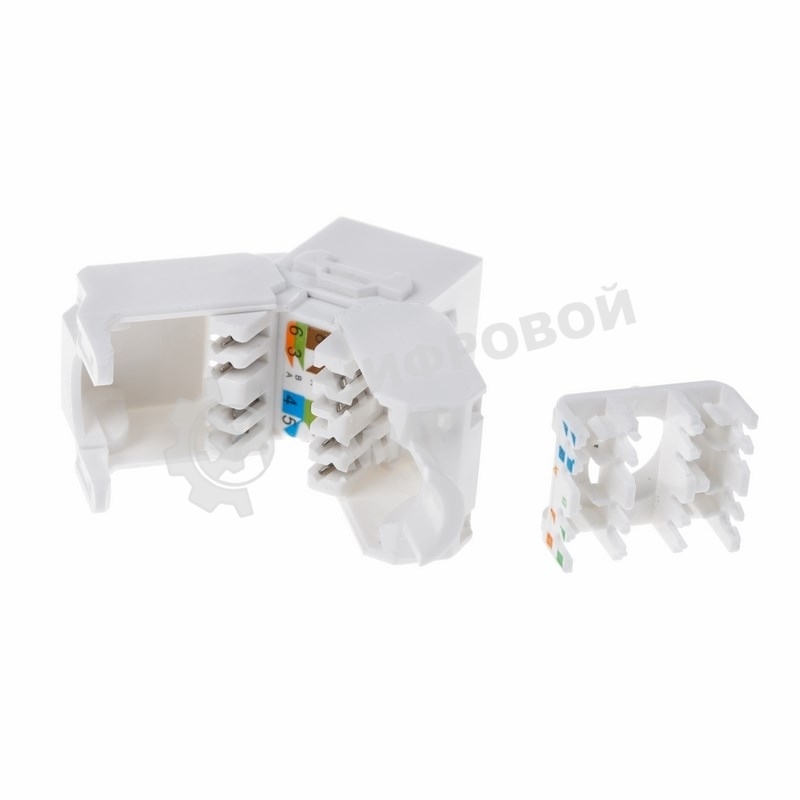 Модуль Rexant Keystone Jack RJ-45(8P8C), UTP неэкранированный, cat.5e, тип 90 градусов, самозажимной, белый