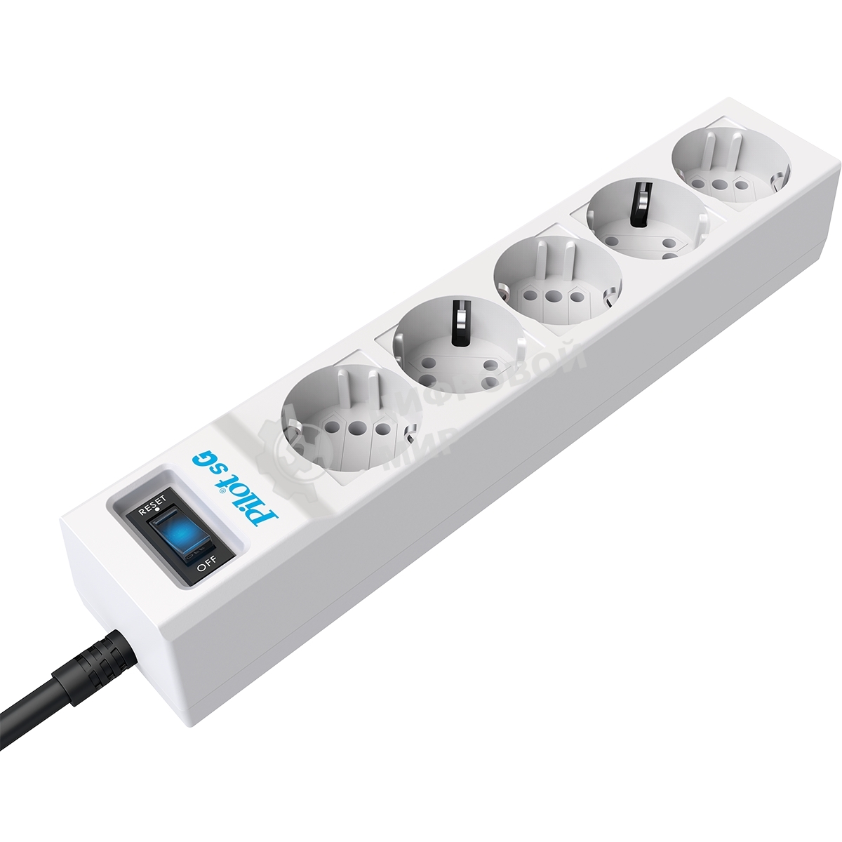 Сетевой фильтр ZIS PILOT Surge protector Pilot SG5 5 outlets (GP), 10A/2.2kVt, automatic circuit-breaker, 5 m