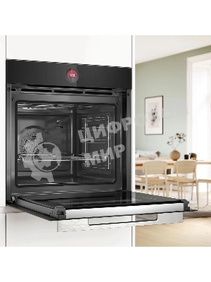 Встраиваемый духовой шкаф с 14 режимами нагрева,контроль температуры от 30 °C до 300 °C,объем 71 л,Eco Clean Direct,TFT сенсорный дисплей,дверь с SoftClose и SoftOpen, Bosch Assist,система очистки пиролитическая,черный