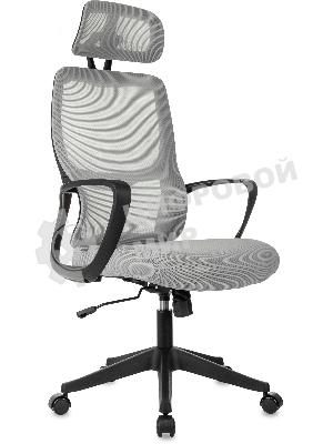 Кресло Бюрократ Wise серый, сетка, подголовник