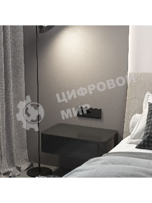 Розетка с заземлением, безвинтовой зажим (черный матовый)
