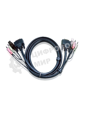 Кабель ATEN KVM USB(тип А Male)+DVI-D(Male)+2хАудио(Male) (-) USB(тип B Male)+DVI-D(Male)+2хАудио(Male) 3м., черный. CABLE DVI/USBA/SP.MC-DVI/USB B 3.0M