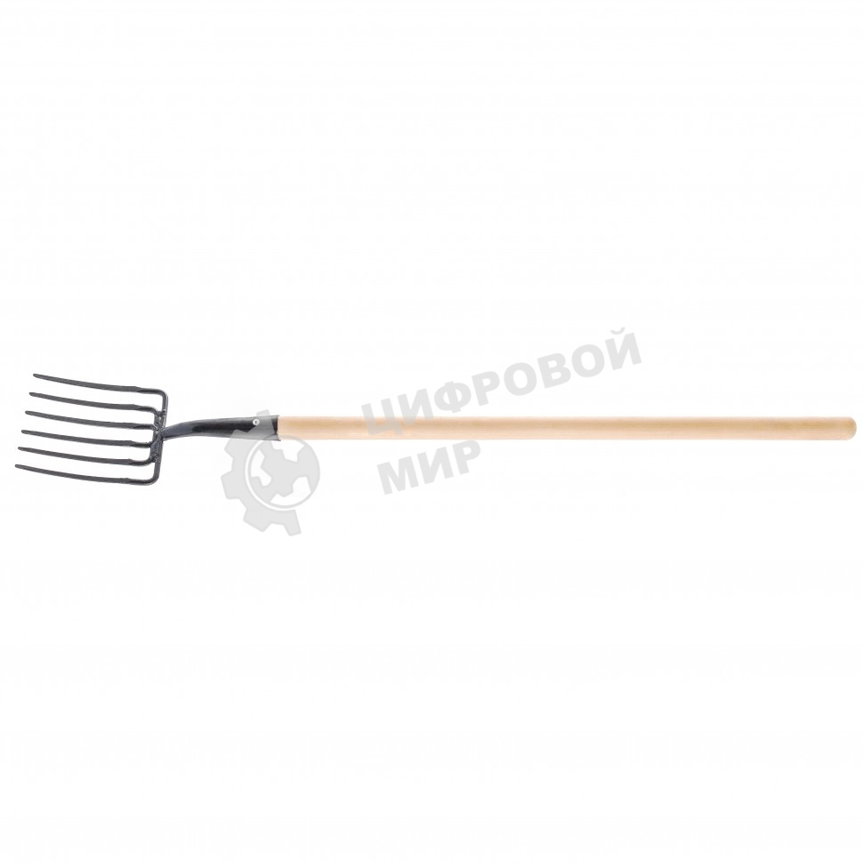 Вилы Россия 6-и рогие 195 х 220 мм удлиненная тулейка, с черенком 63805