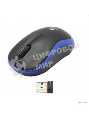 Мышь беспроводная Logitech M185 синий, 1000 dpi, радиоканал, USB, кнопки - 3