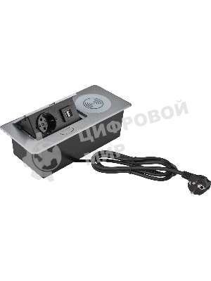 Розетка Cactus CS-SOCKET-USBA-WLESS для столешницы серебристый