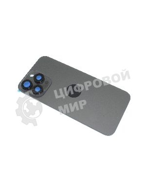Задняя крышка (стекло) для iPhone 15 Pro Max (A3106) в сборе со стеклом камеры черная