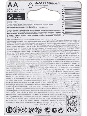 Батарейка Varta LONGLIFE POWER (HIGH ENERGY) LR6 AA BL4 Alkaline 1.5V (4906) (4/80/400) (4 шт.)