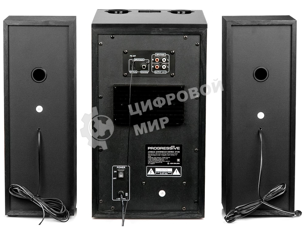 Колонки Dialog Progressive AP-250 BLACK 2.1, 50W+2*15W RMS, Караоке, Bluetooth, FM+USB+SD, Опт.вх. 