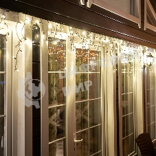 Гирлянда Neon-night Айсикл (бахрома) светодиодный, 4,8 х 0,6 м, черный провод, 230 В, диоды теплый белый, 176 LED