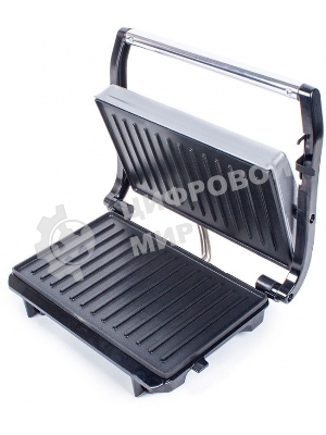 Гриль электрический Endever Grillmaster 115, 1500 Вт, авто терморегулятор, антипригарное покрытие, индикатор нагрева, серебристый/черный