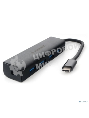 Концентратор USB 3.0 Gembird UHB-C364, 4 порта, Type-C, с доп питанием