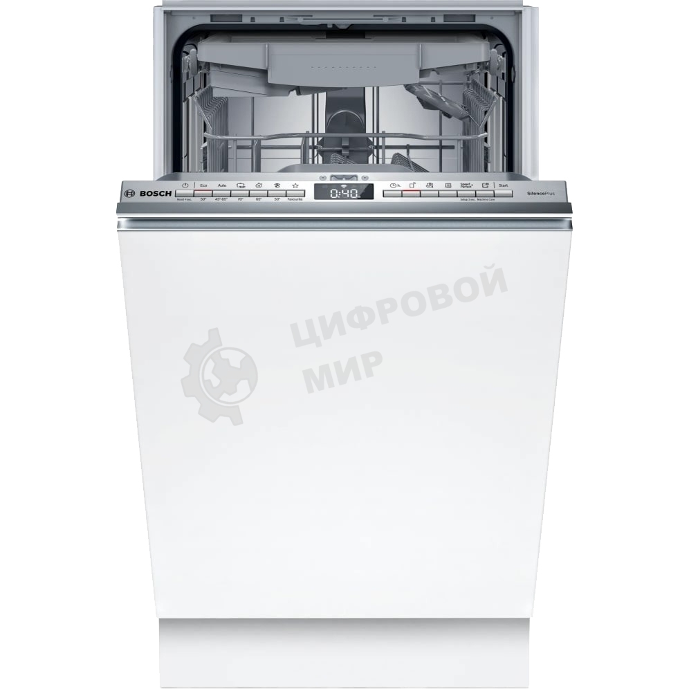 Встраиваемая посудомоечная машина Bosch SPV4EMX10E, серебристый, 44.8 см, 10 компл., 44 дБ, класс C