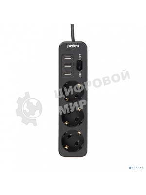 Сетевой фильтр PERFEO (PF_C3909) 3 роз х 4м черный