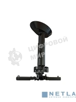 Крепеж Wize Pro PR18A черный потолочный комплект Wize PR18A состоящий из крепления+штанги 30-46 см +площадки к потолку для проектора, наклон +/- 25°, поворот +/- 6°, вращение 360°, до 23 кг
