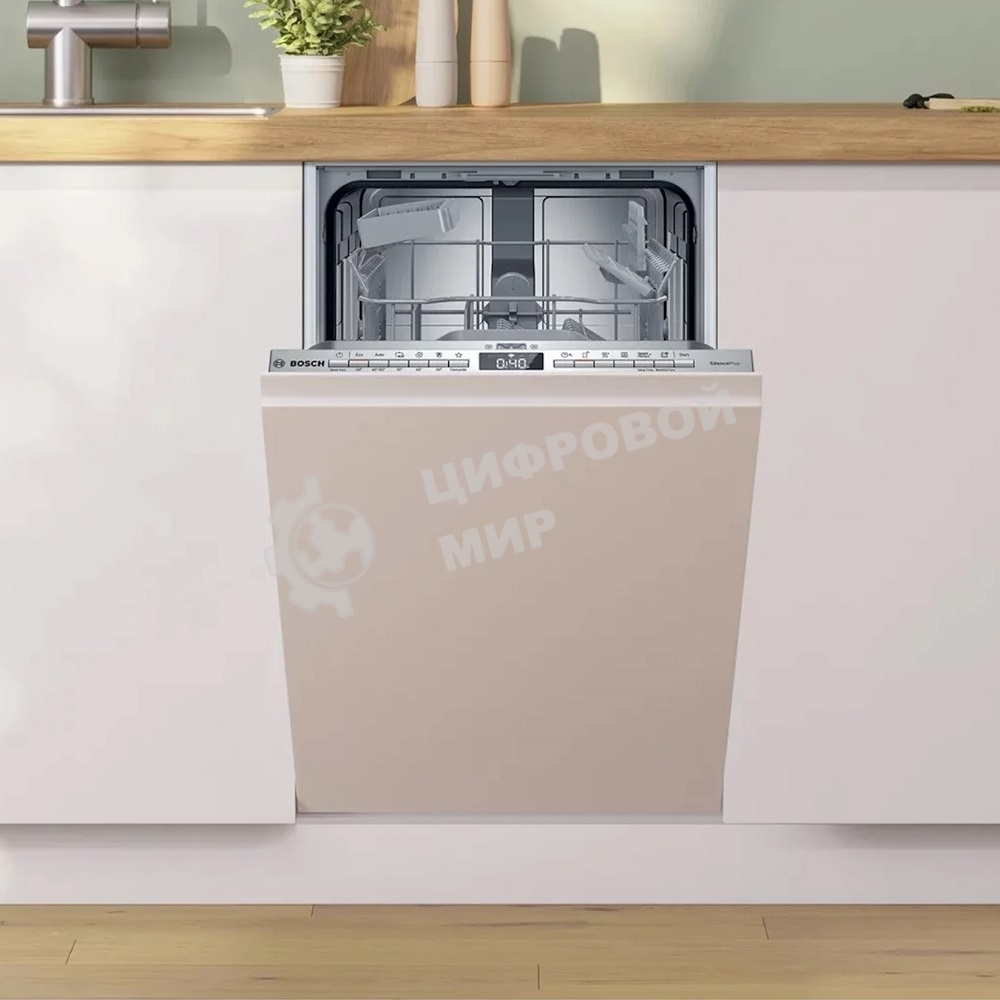 Встраиваемая посудомоечная машина Bosch SPV4EMX10E, серебристый, 44.8 см, 10 компл., 44 дБ, класс C