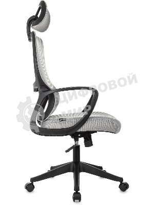 Кресло Бюрократ Wise серый, сетка, подголовник