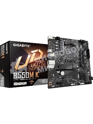 Материнская плата Gigabyte B550M K, AM4, AMD B550, 4xDDR4, 4xSATA, 2xM.2, 1xPCIe 4.0 x16, 1xPCIe x1, 1xHDMI, 1xDP, 1x 1Gb LAN, 4xUSB-A 3.2 Gen 1, 4xUSB-A 2.0, 3x3.5 мм, 7.1, mATX