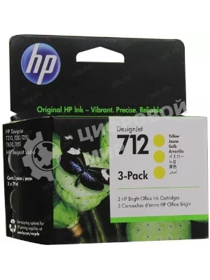 Картридж струйный HP 712 3ED79A желтый x3упак. (29мл) для HP DJ Т230/630