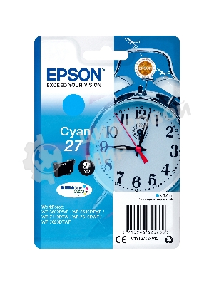 Картридж струйный Epson T2702 (C13T27024022/C13T27024020) голубой, 300 стр., для WF7110/7610/7620