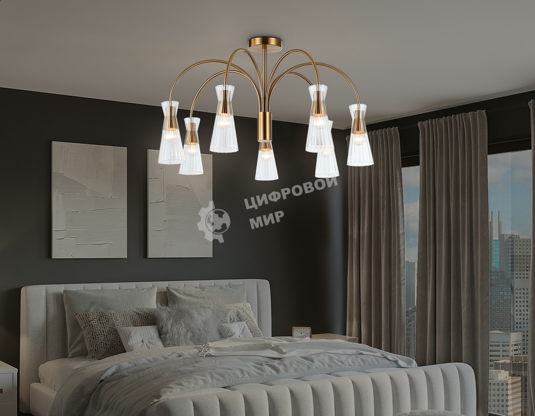 Люстра Ambrella light LH55703/7 BS/CL латунь/прозрачный E14*7 max 40W D745*460