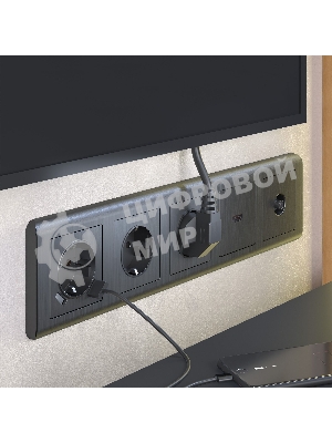 Накладка для розетки USB (графит рифленый)