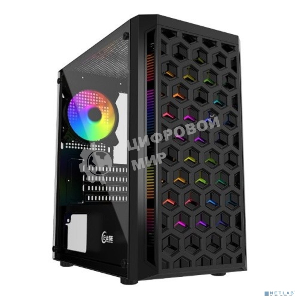 Компьютерный корпус Powercase Mistral Micro T3B, Tempered Glass, Mesh, 2x 140мм + 1х 120мм 5-color fan, черный, mATX (CMIMTb-L3)