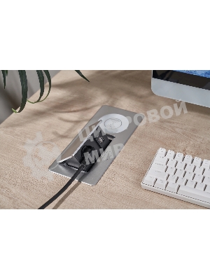 Розетка Cactus CS-SOCKET-USBA-WLESS для столешницы серебристый